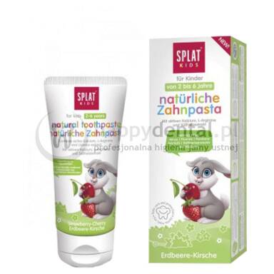 SPLAT KIDS 2-6 ZAJĄC 50ml (zielona) - naturalna pasta do zębów o smaku truskawkowo-wiśniowym dla dzieci w wieku 2-6 lat