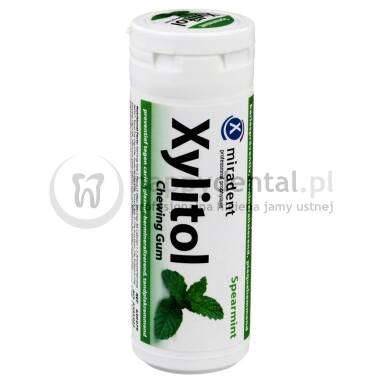 MIRADENT Xylitol Chewing Gum 30sztuk - guma do żucia z ksylitolem przeciw próchnicy (smak: <B>Mięta Kędzierzawa - SPEARMINT</B>)