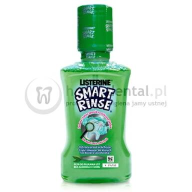 LISTERINE Smart Rinse 250ml - ochronna płukanka o smaku MIĘTY dla dzieci od 6-go roku życia (ZIELONA)