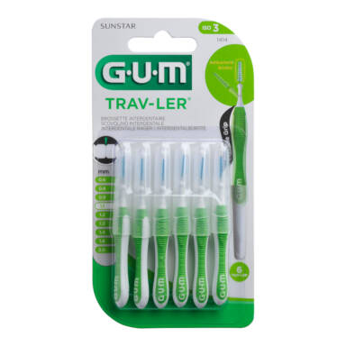 GUM Trav-Ler 1414 BLISTER 6szt. - szczoteczki międzyzębowe  1,1mm (zielone)