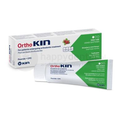 OrthoKIN STRAWBERRY pasta do zębów dla osób noszących aparat ortodontyczny 75ml