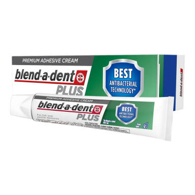 BLEND-A-DENT PLUS Duo Schutz (podwójna ochrona) 40g - klej do protez o właściwościach antybakteryjnych (zielony)