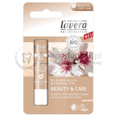 LAVERA Beauty&Care NUDE Lip Balm 4,5g - balsam do ust z bio-mlekiem migdałowym i bio-masłem kakaowym