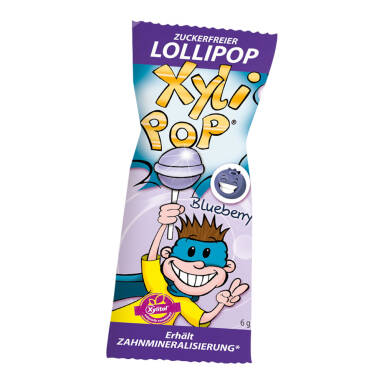 MIRADENT XyliPOP Lollipop Blueberry 1szt. - Lizak dla dzieci z ksylitolem o smaku jagodowym