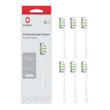 OCLEAN Professional Clean P1C1 W06 Black 6szt. - końcówki do szczoteczek sonicznych Oclean białe