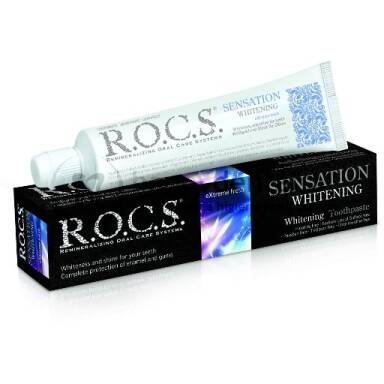 ROCS SENSATION WHITENING 60ml - wybielająco-odświeżają pasta do zębów wzmacniająca szkliwo z aktywnymi granulkami