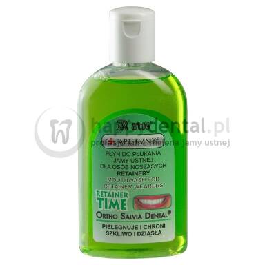 ORTHO SALVIA DENTAL Retainer Time 200ml - PŁYN wspomagający remineralizację dla osób po leczeniu ortodontycznym (zielony)