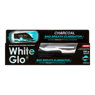 WHITE GLO Bad Breath Eliminator 100ml - pasta wybielająca z aktywnym węglem na nieświeży oddech