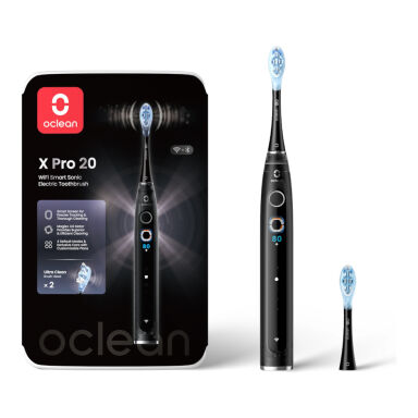 OCLEAN X PRO 20 BLACK - szczoteczka soniczna w kolorze czarnym z 2 końcówkami