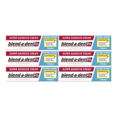 BLEND-A-DENT  HappySET ES Frisch 6x47g - kleje (niebieskie) do protez zapewniające świeżość (zestaw 6 sztuk)