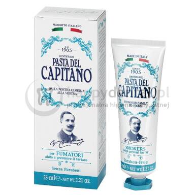 PASTA DEL CAPITANO SMOKERS Tatar 75ml (niebieska) - włoska pasta do zębów dla palaczy o działaniu wybielającym i odświeżającym