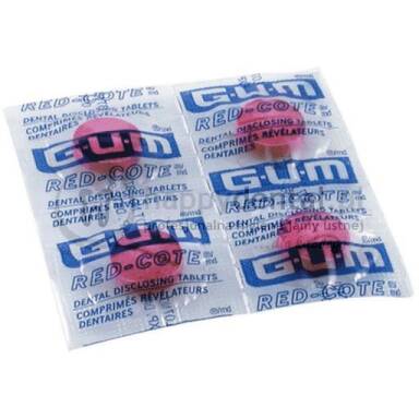 GUM Butler Red-Cote 4szt. (800) - tabletki do wybarwiania płytki nazębnej (osadu) motywujące do prawidłowego mycia zębów 