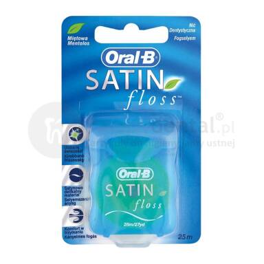ORAL-B SatinFloss 25m nić dentystyczna o satynowej powłoce, miętowa E947