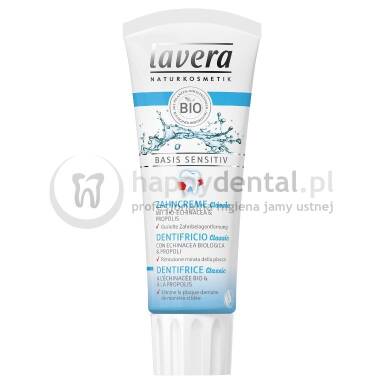 LAVERA Basis Sensitiv KLASYCZNA 75ml - pasta do zębów bez fluoru z bio-echinaceą i propolisem