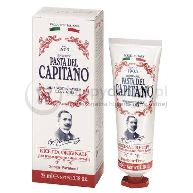 PASTA DEL CAPITANO RICETTA Originale 75ml (czerwona) - włoska pasta do zębów o smaku cynamonu
