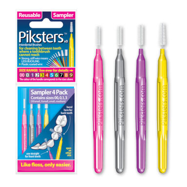 PIKSTERS Sampler 4Pack 4szt. - opakowanie 4 szczoteczek międzyzębowych Piksters - Size00, Size0, Size1, Size3