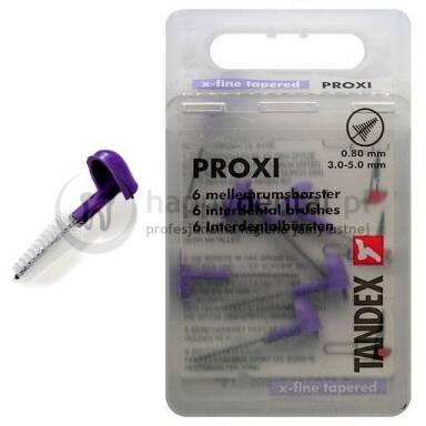 TANDEX Proxi 6 końcówek 0.80-5.0mm (LILIOWE) - pudełko 6 końcówek międzyzębowych stożkowych (x-fine tapered)