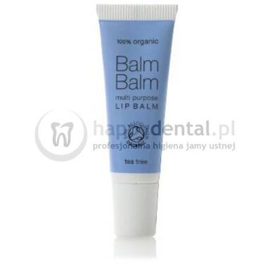 BALM BALM Lip Balm TEA TREE TUBA 10ml - antybakteryjny w 100% organiczny balsam do ust z ekstraktem z drzewa herbacianego (niebieski)