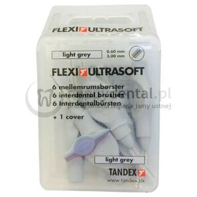 TANDEX Flexi Ultra Soft 6szt. BOX 0.60-3.0mm (SZARE) - pudełko 6 szczoteczek międzyzębowych stożkowych (tapered)