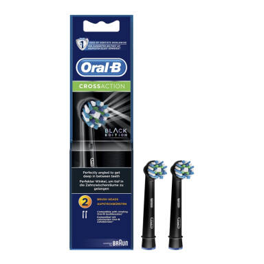 BRAUN Oral-B CrossAction EB50-2 BLACK 2 szt. - końcówki do szczoteczek elektrycznych Oral-B w kolorze CZARNYM