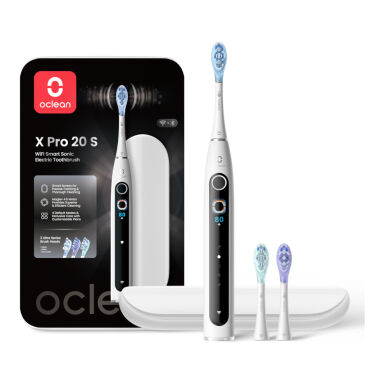 OCLEAN X PRO 20 S WHITE- zestaw szczoteczka soniczna w kolorze białym, 3 końcówki Oclean Ultra oraz etui podróżne