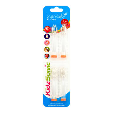 BRUSH-BABY KIDZsonic 6+ lat - 4 SZTUKI - końcówki do szczoteczki sonicznej Brush-Baby KIDZsonic