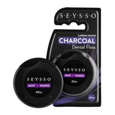 SEYSSO Carbon Charcoal czarna nić dentystyczna z aktywnym węglem - 40m