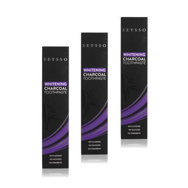SEYSSO Charcoal 3 x 75ml ZESTAW past wybielających do zębów z aktywnym węglem