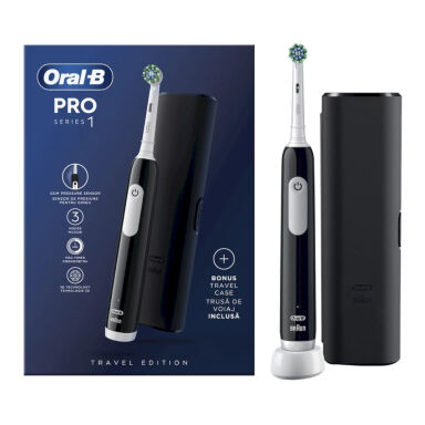 BRAUN Oral-B Pro SERIES 1 BLACK + Travel Case - szczoteczka elektryczna Oral-B z etui podróżnym