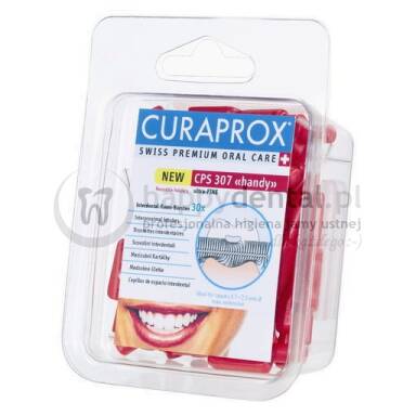 CURAPROX CPS Handy 307 Box 30szt. (czerwone) - szczoteczki międzyzębowe z osłonką w opakowaniu zbiorczym