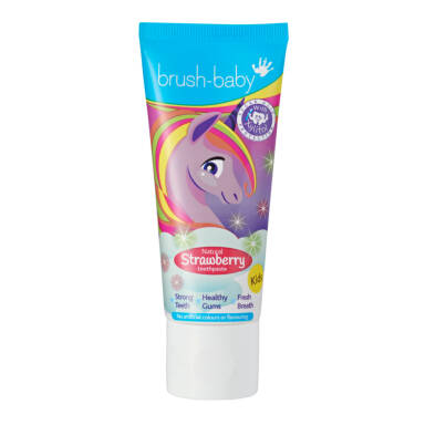 BRUSH-BABY Strawberry UNICORN 50ml - pasta dla dzieci z fluorem dla dzieci powyżej 3 lat