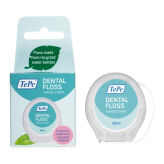 TePe Dental FLOSS 40m - woskowana, pęczniejąca nitka do zębów o smaku miętowym