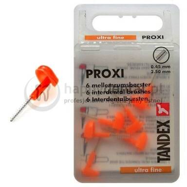 TANDEX Proxi 6 końcówek 0.45-2.5mm (POMARAŃCZ) - pudełko 6 końcówek międzyzębowych (ultra-fine)