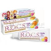 ROCS KIDS Cirtus Rainbow 35ml - pasta do zębów bez fluoru dla dzieci od 4 do 7 lat o smaku owoców cytrusowych i słodkiej wanilii