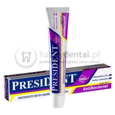PRESIDENT Antibacterial 75ml (fioletowa) - pasta do zębów z chlorheks. 0,20%