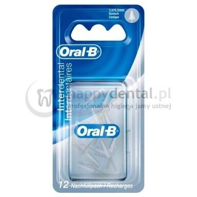 ORAL-B zInterdental Refills 12szt. - końcówki do szczoteczki międzyzębowej o choinkowym kształcie (szare) - DWA RAZY WIĘKSZE OPAKOWANIE !!